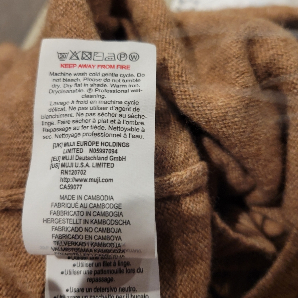 Muji Mens Size M Brown Yak/wool Blend Crewneck Pullover Sweater - Picture 5 of 5